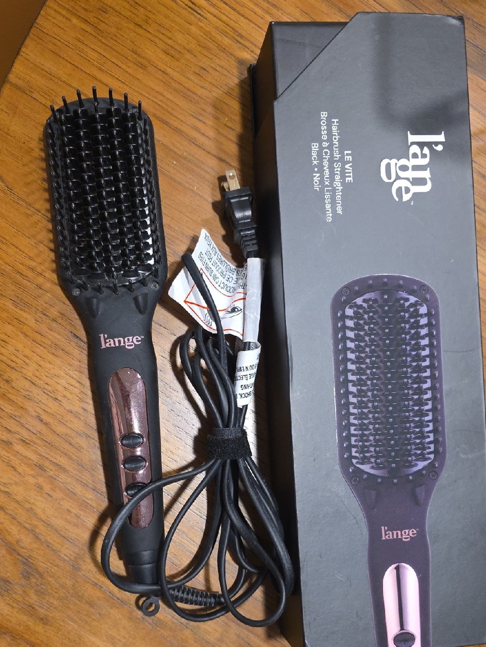 Lange Le Vite Hairbrush Straightener in Black